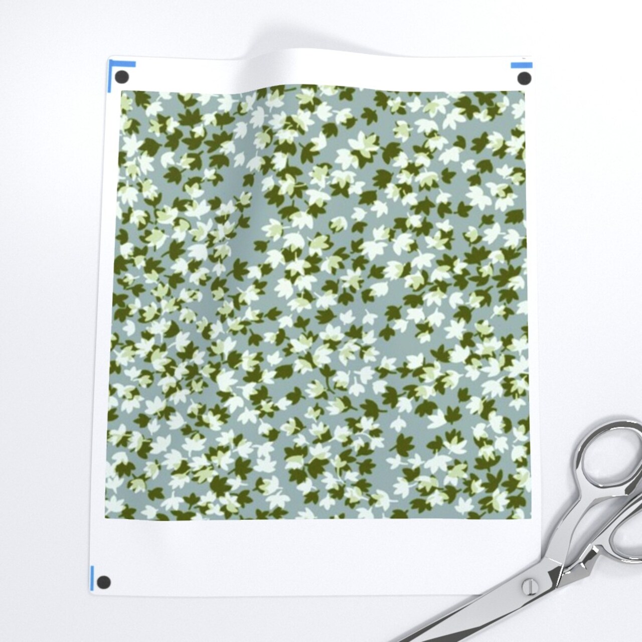 Botanical Blue Green Leaves Nature Abstract Ditsy Farmhouse Cottagecore Custom Printed Fabric by Spoonflower Various Fabrics by the Yard or Fat Quarter